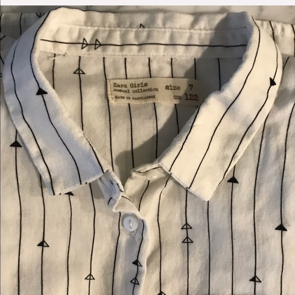 Zara Girls Arrows button down blouse - size 7 - Picture 2 of 5